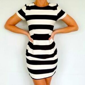 H&M Black and White Striped Mini Dress
